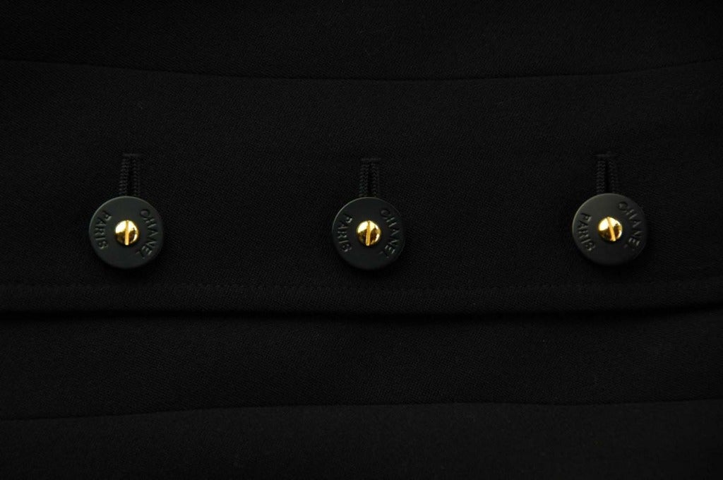 CHANEL Black Skirt Suit With Screw Buttons - Sz 10 2