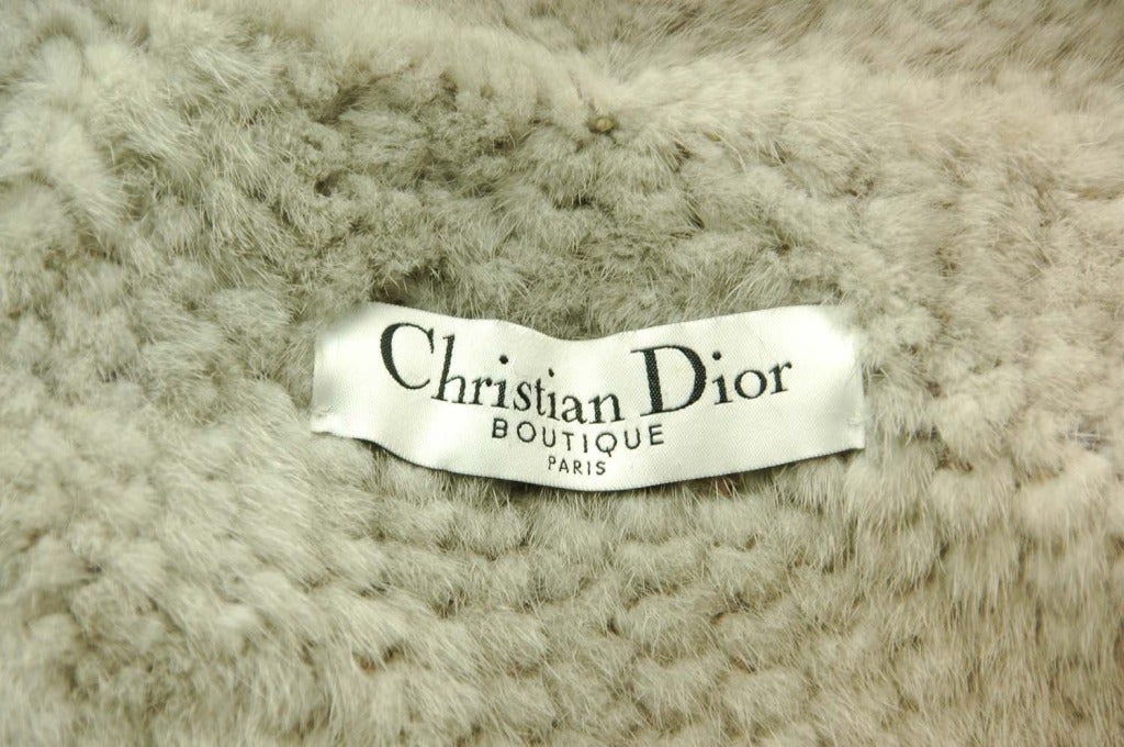 CHRISTIAN DIOR Grey Crochet Mink Coat Sz. 10 1