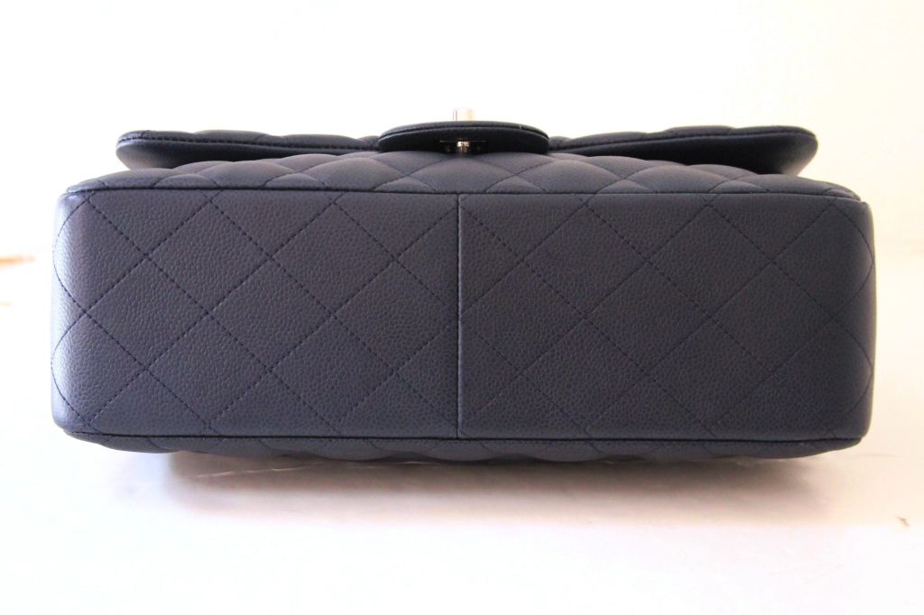 Women's CHANEL QUILTED NAVY CAVAIR LEATHER CLASSIC JUMBO DOUBLE FLAP BAG