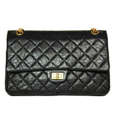 CHANEL Black Distressed Leather Quilted Reissue 2.55 226 Flap Bag W. GHW c.2010