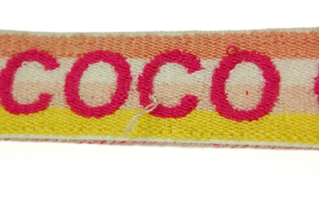 Women's CHANEL Pink & Yellow Coco Chanel Terrycloth Belt sz 80
