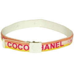 CHANEL Pink & Yellow Coco Chanel Terrycloth Belt sz 80