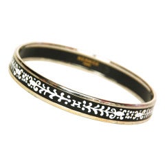 HERMES Black/White Large Thin Bangle - Sz 70