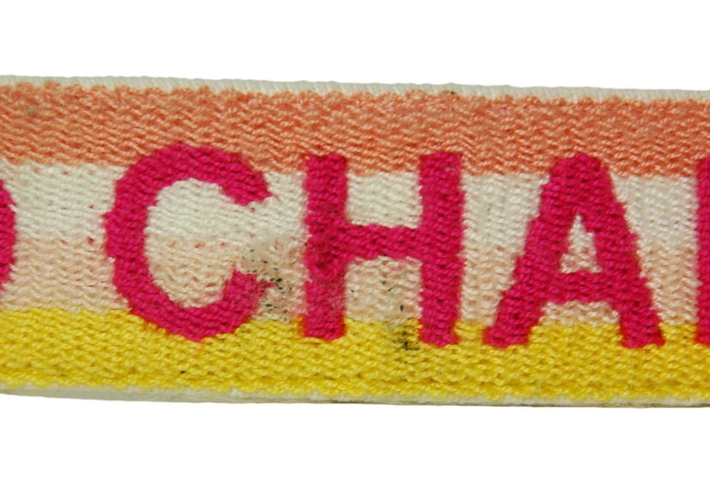 CHANEL Pink & Yellow Coco Chanel Terrycloth Belt sz 80 1