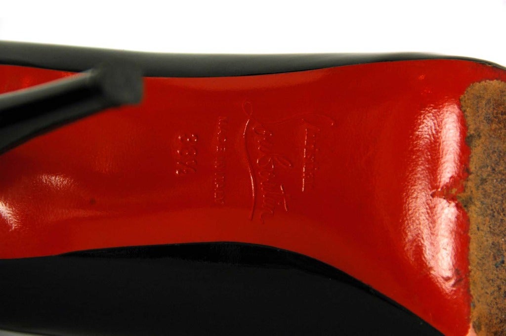 CHRISTIAN LOUBOUTIN Black Patent Leather Peeptoe Shoes - Sz 8.5 2