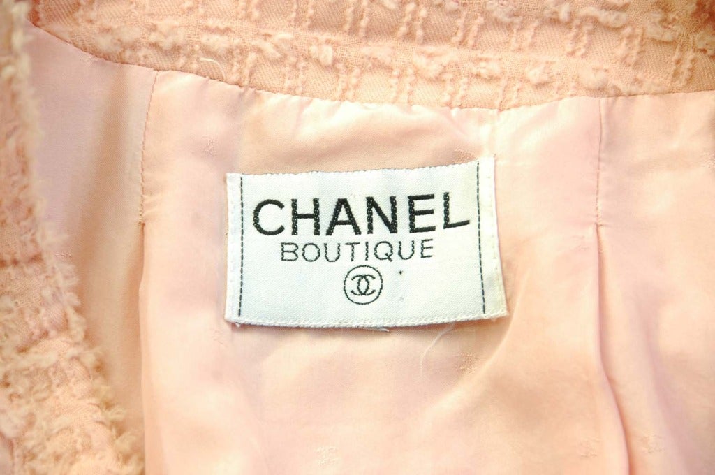 CHANEL Pink Tweed Jacket & Skirt Suit W. Front Pockets 1