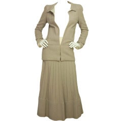 CHANEL Pale Purple Tweed & Ivory Satin Skirt Suit Sz. Medium