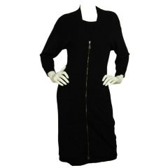 HERMES Black Cashmere Sleeveless Dress With Matching Zippered Cardigan Sz. 38