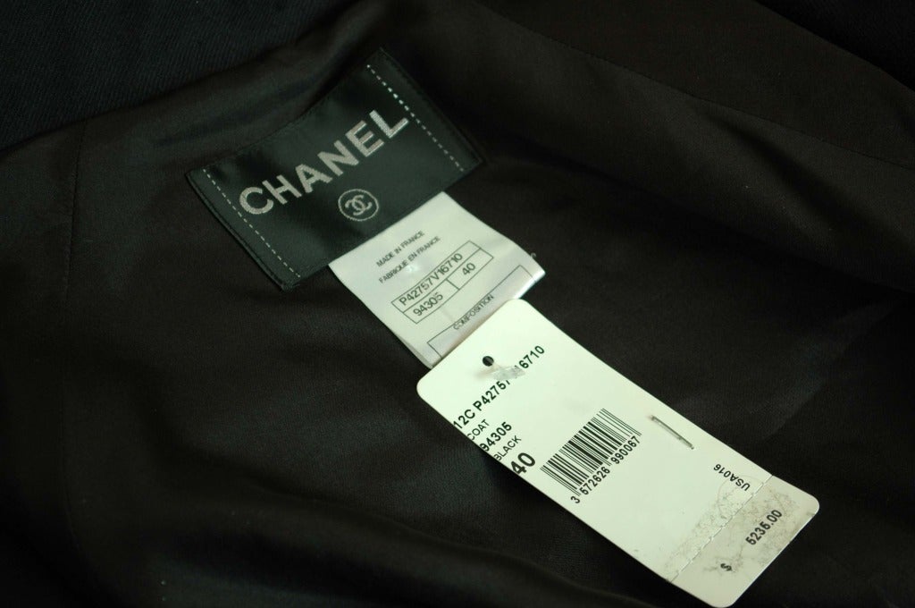Women's Chanel 2012 Oversized Double Breasted Black Wool Trench Coat -sz.40 - rt$5, 235
