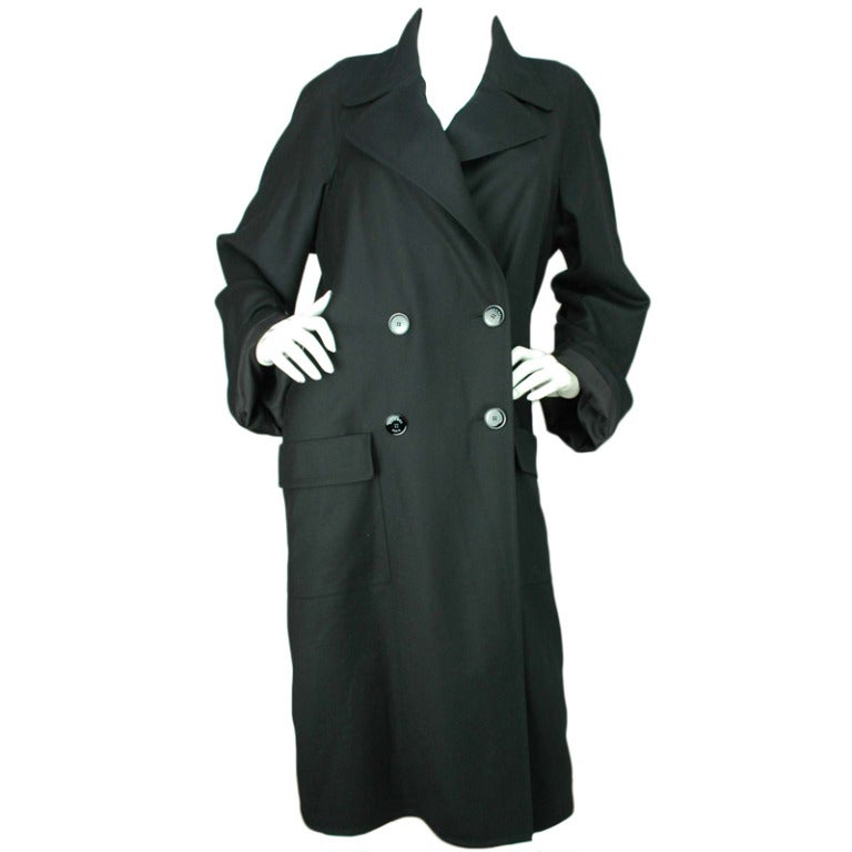 Chanel 2012 Oversized Double Breasted Black Wool Trench Coat -sz.40 - rt$5, 235