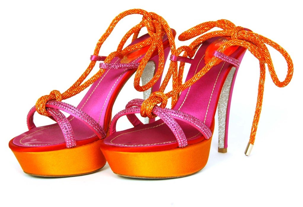 rene caovilla orange shoes