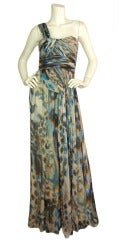 Matthew Williamson Watercolor Silk California Dreamin' Maxi Dress Grecian Gown - rt.$2, 195 sz.Small