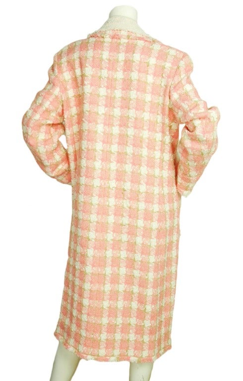 chanel pink and white checkered coat