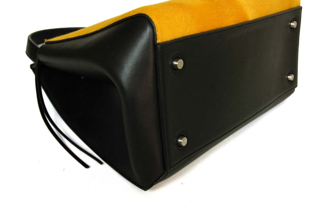 Women's Celine Mustard Ponyhair & Black Leather Edge Bag - rt.$4, 250