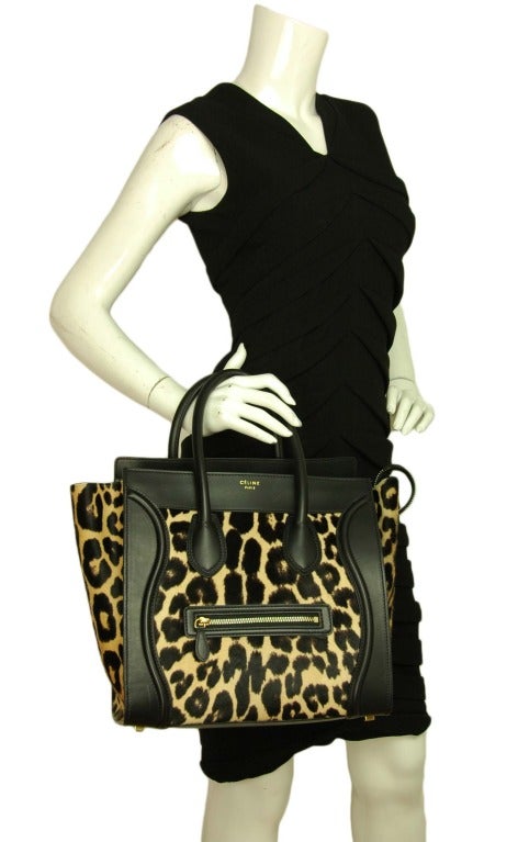 Celine Leopard Print Ponyhair & Leather Mini Luggage Tote Bag Rt. $4, 400 3