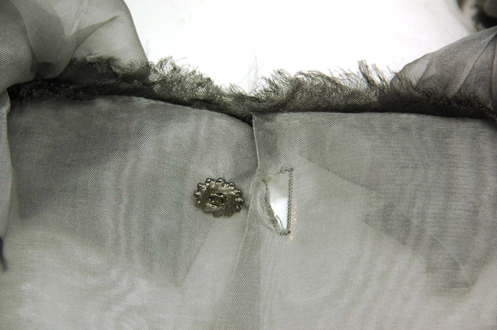 Men's CHANEL Grey Silk Dress With Ruffled Sleeves, Back & Hem Sz. 38 c. 2008