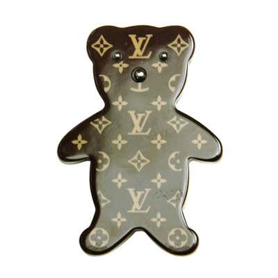 LOUIS VUITTON Limited Edition Brown Monogram Resin Teddy Bear Pin at ...