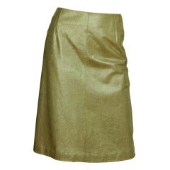 CHANEL Distressed Gold Leather A-Line Skirt Sz. 36 c. 2000