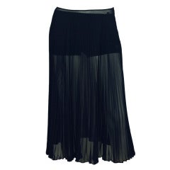 CHANEL Navy Sheer Pleated Skirt With Shorts - Sz 4