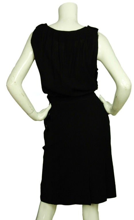 CHANEL Black Wool Crepe Sleeveless Dress - Sz 4 For Sale at 1stDibs