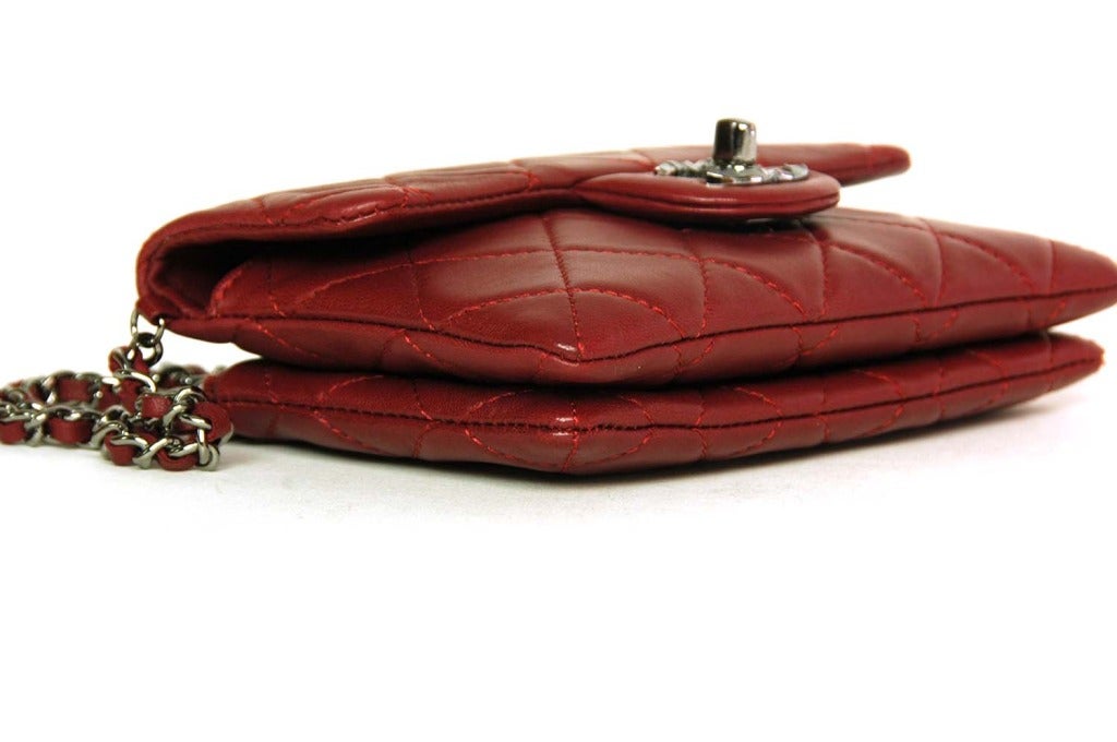 CHANEL Burgundy Quilted Leather Mini Crossbody Bag W. Front Pouch c. 2013 1