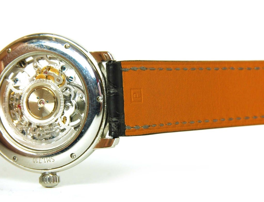 Women's or Men's HERMES Exposed Movement Watch W. Crocodile Band c. 2012