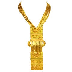 Vintage JUDITH LEIBER Goldtone Chain Link Medallion Necklace