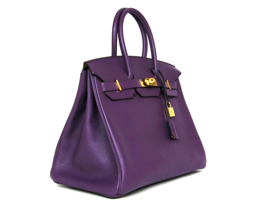 HERMES NIB 2012 Ultraviolet Togo Leather 35CM Birkin Bag With GHW In New Condition In New York, NY
