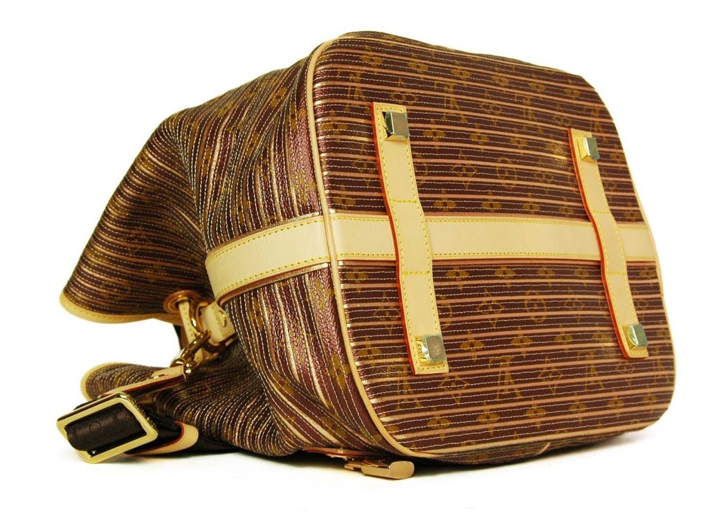 LOUIS VUITTON Brown Monogram Striped 'Eden Neo Peche' Drawstring Bag RT. $2.880 c. 2010 1