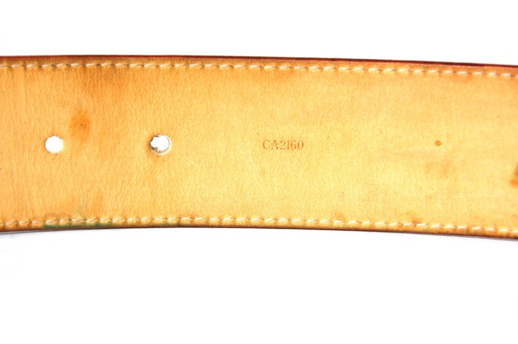 LOUIS VUITTON Studs Belt Leather Gold LV Authentic Sz Small