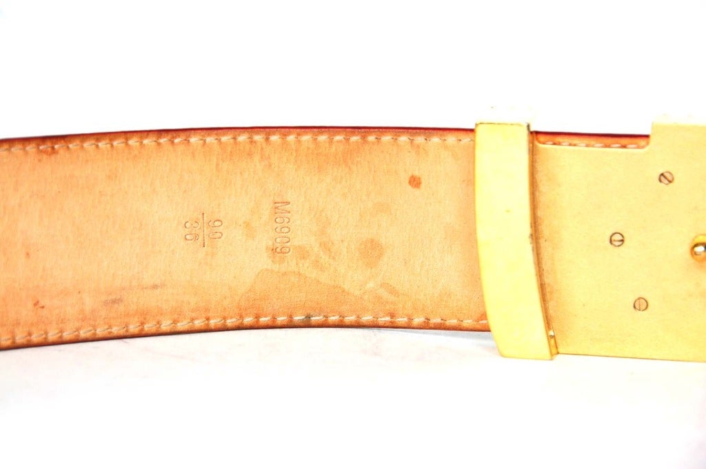 LOUIS VUITTON Multi-Colored Monogram Belt W/Studded LV Buckle-Sz Medium In Good Condition In New York, NY