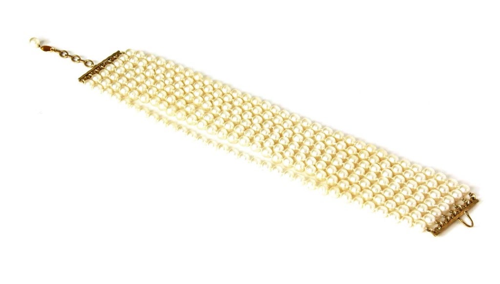 CHANEL Seven-Strand Pearl Choker In Excellent Condition In New York, NY