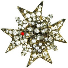 CHANEL Metal Star and Bird Pin w. Rhinestones 3