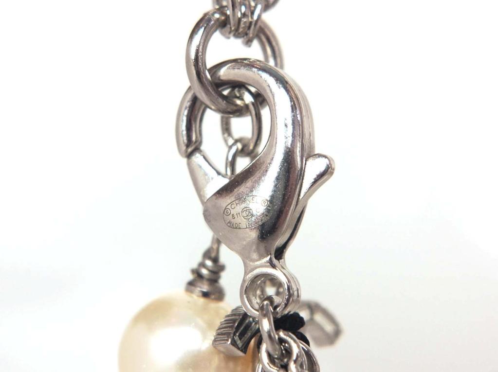 CHANEL Silvertone Chain Necklace W/Hanging Pearls, Rhinestone CC's and Seahorses (Rt. $6, 500) 1