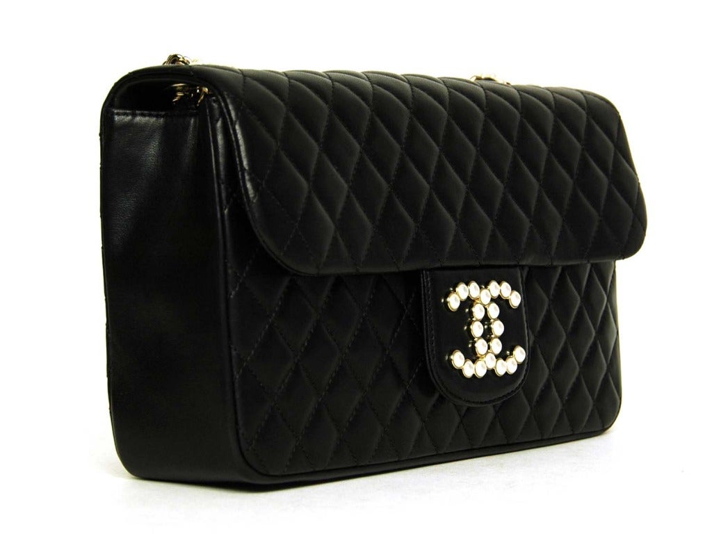 CHANEL Black Quilted Lambskin Leather Westminster Flap Handbag In Excellent Condition In New York, NY