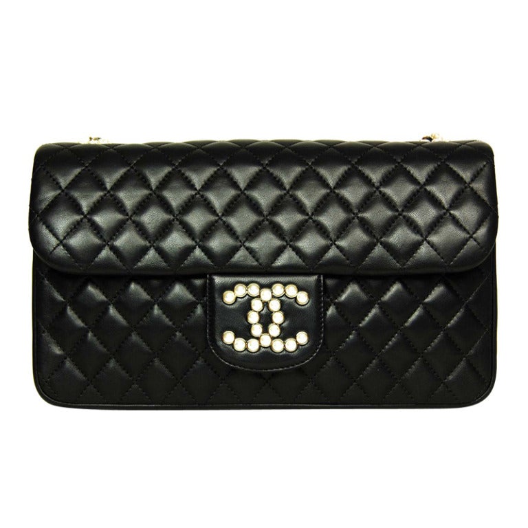 CHANEL Black Quilted Lambskin Leather Westminster Flap Handbag