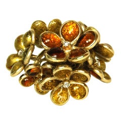 CHANEL Amber & Gold Gripoix Multi-Flower Ring