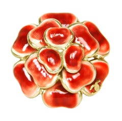CHANEL Red Enamel Camelia Ring
