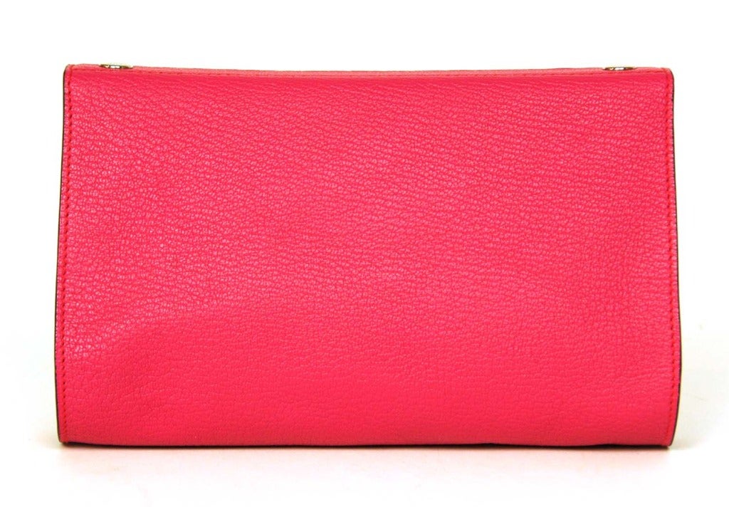 HERMES Pink Rose Tyrien Chevre Leather KARO GM Cosmetic Case