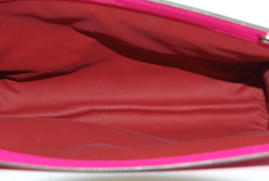 HERMES Pink Rose Tyrien Chevre Leather KARO GM Cosmetic Case 1