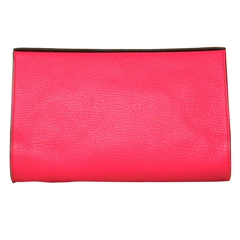 HERMES Pink Rose Tyrien Chevre Leather KARO GM Cosmetic Case at 1stDibs ...
