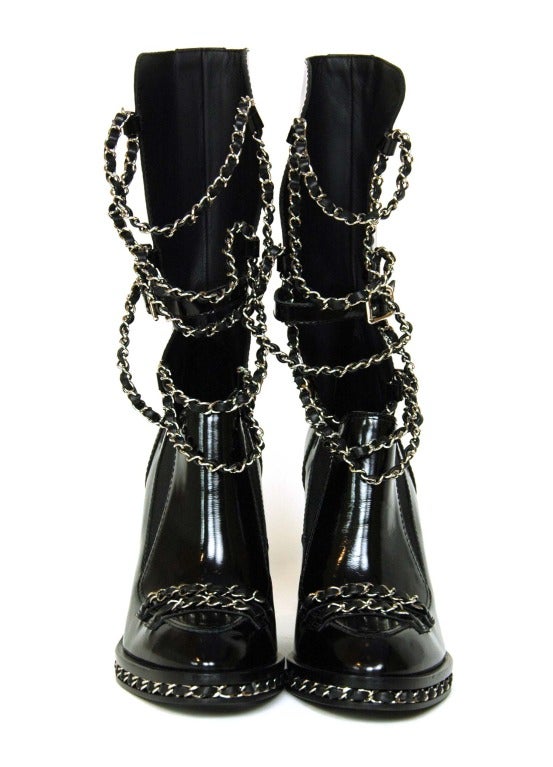 Fall/Winter 2013 Chanel Chain Boots
Marked size 38 
Stamped 