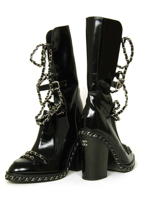 chanel boots with chains