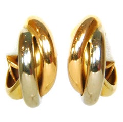 Cartier Tricolor Gold Trinity Huggie Hoop Earrings