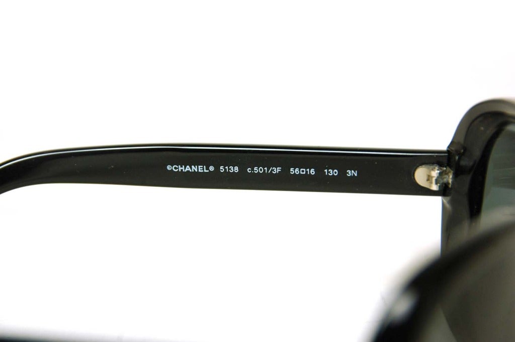 Women's CHANEL Black Resin Sunglasses With Multi-Colored Letters