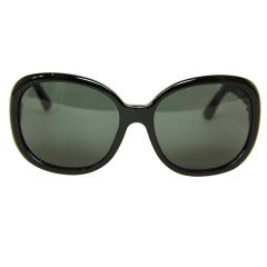 CHANEL Black Resin Sunglasses With Multi-Colored Letters