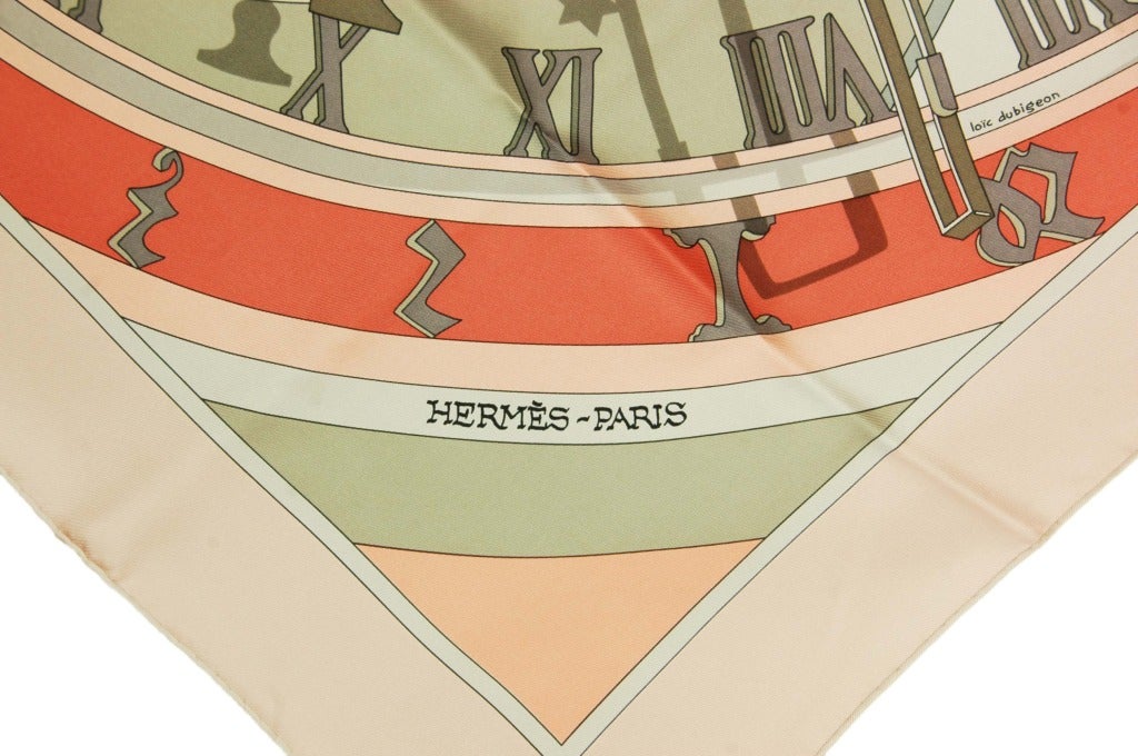 Hermes NIB Pink 'MECANIQUE DU TEMPS' Clock Print Silk Scarf

Made in France
Composition: 100% silk
Labeled 