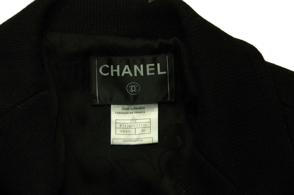 CHANEL 2007 Black Double Breasted Outer Jacket W/Star Buttons - Sz.38 In Excellent Condition In New York, NY