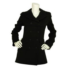 CHANEL 2007 Black Double Breasted Outer Jacket W/Star Buttons - Sz.38