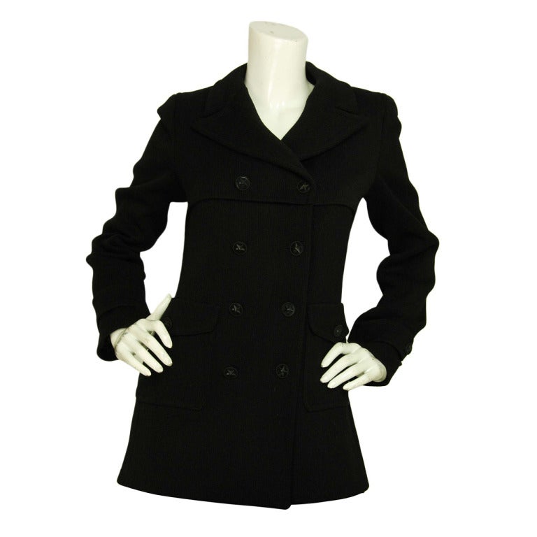 CHANEL 2007 Black Double Breasted Outer Jacket W/Star Buttons - Sz.38 ...